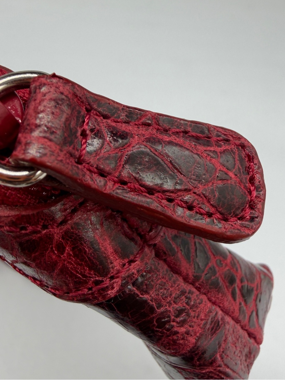 Vtg Leather Brighton Small Coin Change Purse Red Crocodile Embossed Pattern (5) - Picture 3 of 5